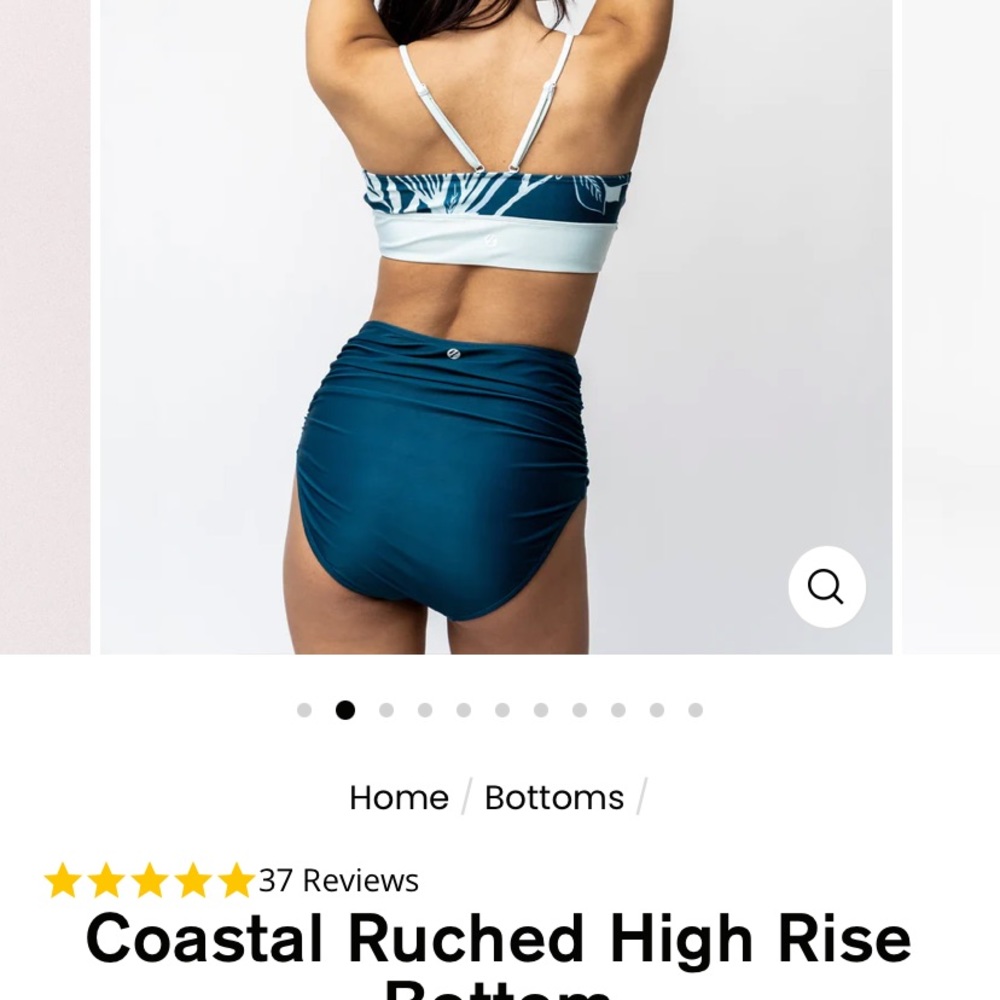Nani swim bottoms, coastal ruched high waisted in color coastal. Size L